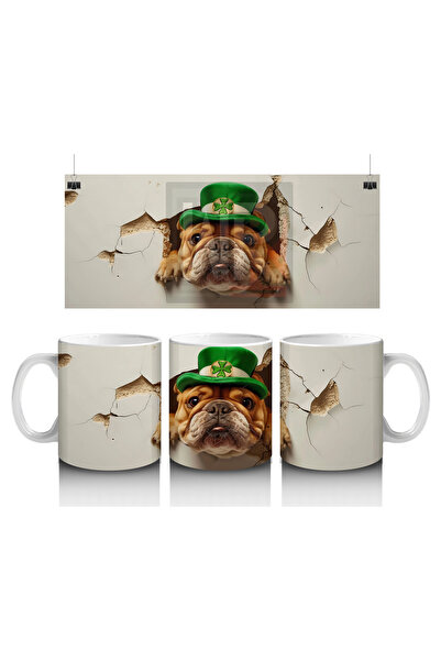 Luluyen قبعة سانت باتريك مثبتة على شكل بولدوج - كوب قهوة مطبوع