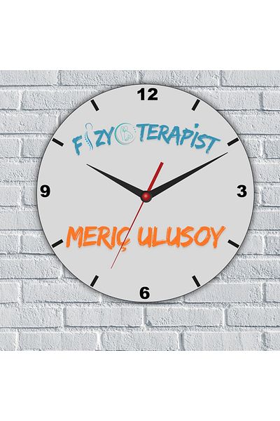 Hediye Vakti Glass Wall Clock with Special Name Written for Physiotherapists
