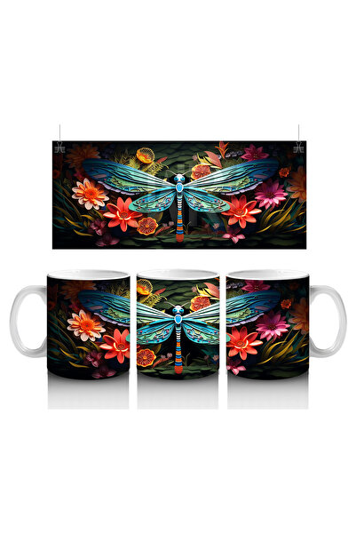 Luluyen الزهور الملونة وموسيقى اليعسوب العملاقة – كوب قهوة مطبوع