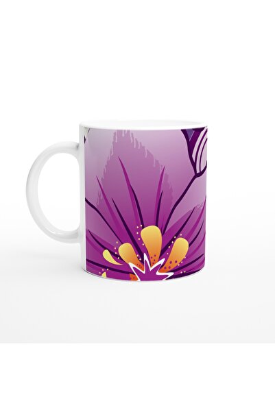 Generic Brand Purple & Orange Abstract Floral Patterned Mug