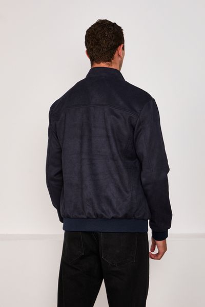 STOCX Men's Suede Fabric Zippered Bomber Jacket