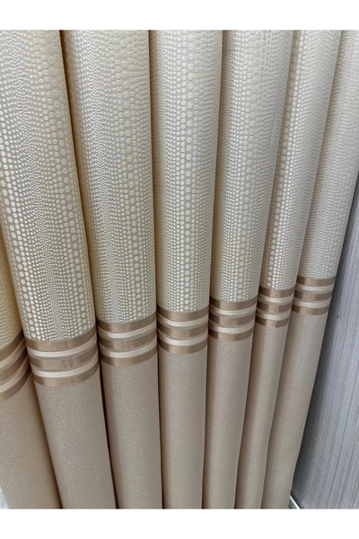 NİVEMESHOME Mizrakli Ft632256 V-101 Cream 1/3 Double Pile Fon Curtain Apm