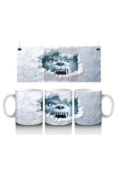 Luluyen Cracked Ice Blue Yeti Face – Printed Coffee Mug