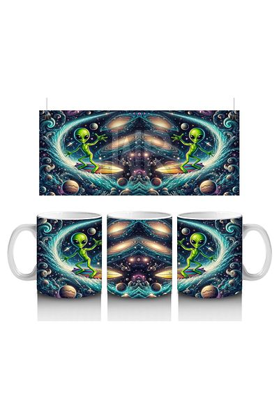 Luluyen Cute Alien Patterned Mug Cup That Makes Children Love Milk and Surfing in Space
