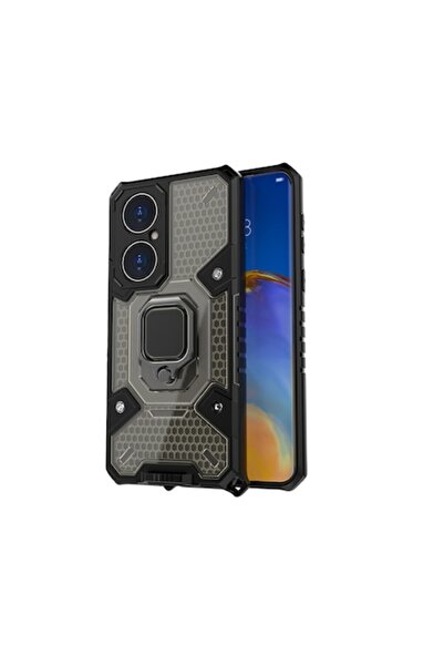 Bibilel Husă de protecție cu inel pentru Huawei P50 Pro, Honeycomb Armor, Neg...