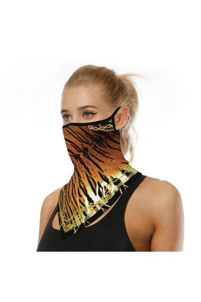 Bibilel Microfiber scarf mask, nose and neck protection, tiger pattern, multicolor