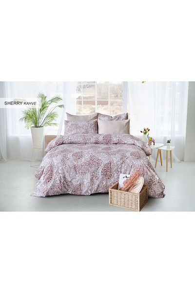 Violacasa Double Cotton Duvet Cover Set Sherry Brown