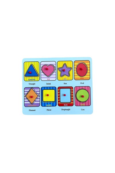 SOHO Wooden Puzzle with Geometric Shapes, 8 Pieces, Multicolor