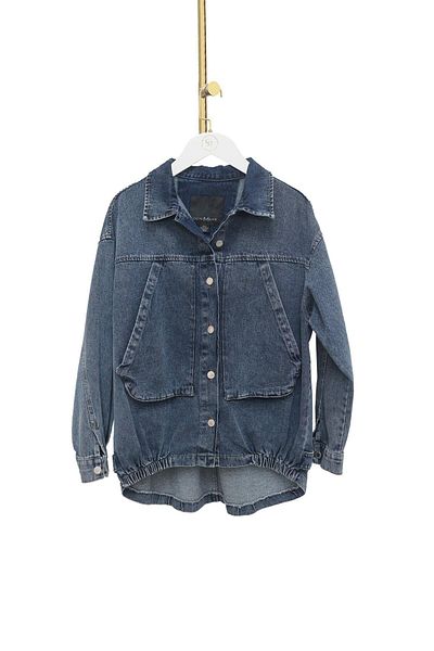 Sezgi Tekin Pocket Detail Waist Elastic Washed Denim Jacket