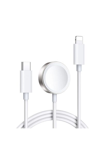 OEM Inductive Charger for Apple Watch, PD 20W, includes USB-C to Lightning Cable 1.5m, White