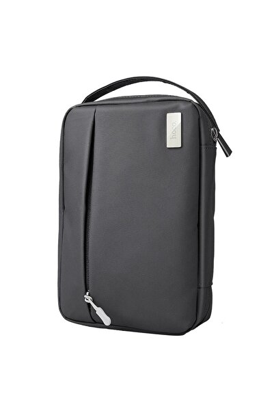 GERICOM Accessory Pouch, Faux Leather, Waterproof, 23×15.5×6 cm, Gray