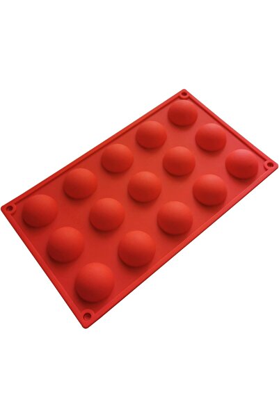 Generic Silicone Baking Mould – 15 Cavity Semi-Sphere, Red