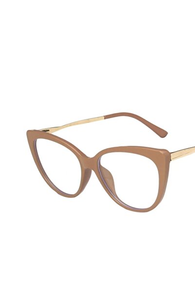 GERICOM Transparent Lens Glasses with Computer Protection, Cat Eye, UV Filter, Brown