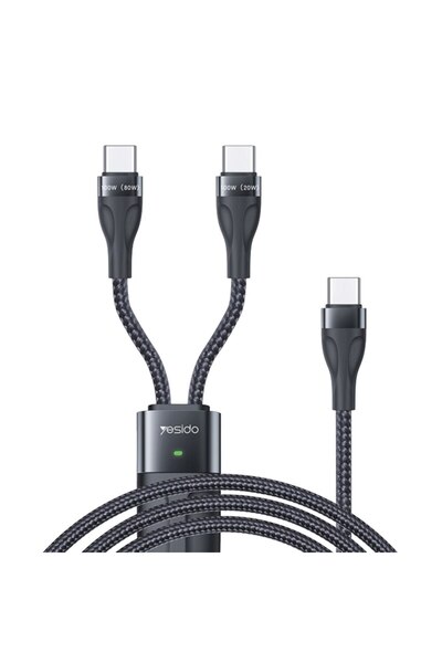 Yesido Data Cable (CA88), Type-C to 2 x Type-C, 100W, 480Mbps, 1.4m, Black
