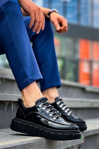 STILVANA Kb-X10 Kuback Black Patent Leather Black High Sole Casual Sports Shoes