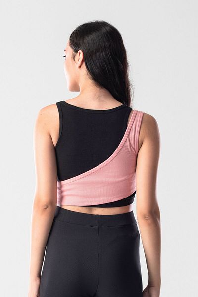 Mood Lab Women's Asymmetrical 2 Color Crop Sports Tank Top