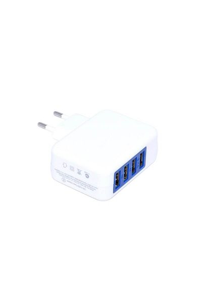 OEM Adaptor de priza pentru dispozitive, 4xUSB, 100-240V, Alb-albastru