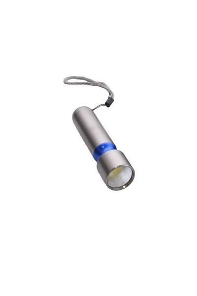 Bibilel Mini Lanterna metalica LED COB, alimentare cu baterii 3x R3, 11,5 x 3 cm, Argintiu Albastru