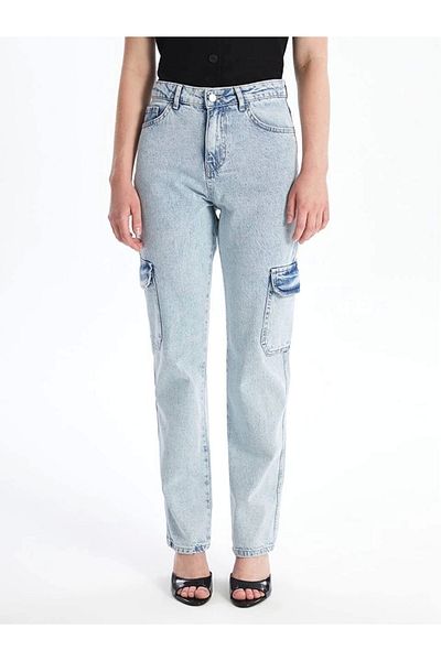 STILVANA Cargo Pocket Snow Wash Jeans Pants