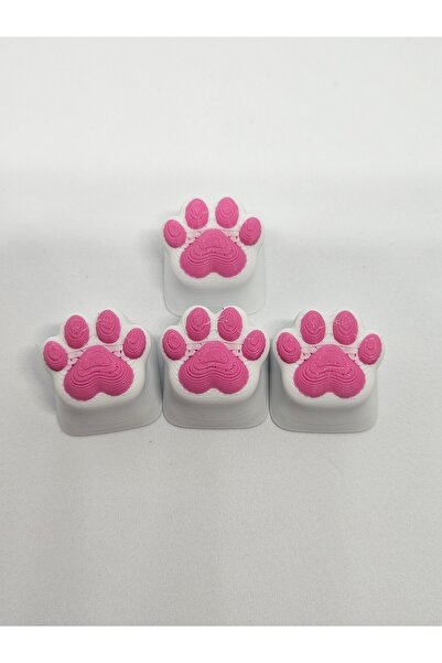 AysbiStudio Pembe Pati Desenli Klavye Tuşu – 4’lü Set, Mekanik Klavye Keycap