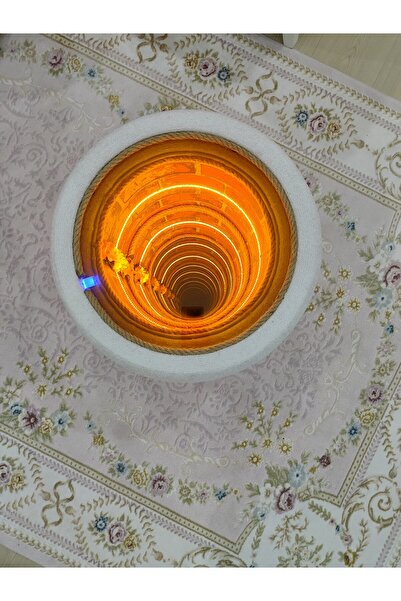 DNC Art&Deco Sonsuz Kuyu Sehpa | Dokunmatik Sensörlü LED Işık | Infinity Mirror | Gizli Şarj Alanlı Yan Sehpa