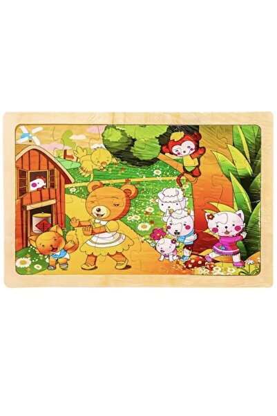 Bibilel Puzzle Educational din lemn, 24 piese, Ferma animalelor 3