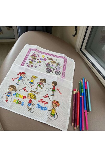 ÇEÇEN HOME (6 قطع) منديل غداء وغطاء غداء للفتيات، 35x50 غطاء غداء منقوش للفتيات
