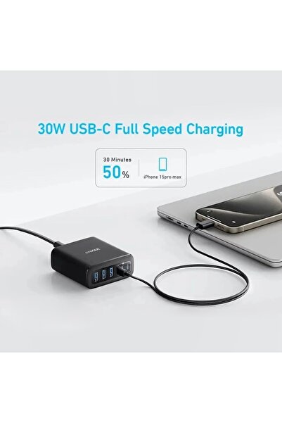 Stef's Cat Încărcător Priza 3x USB-A, 3x Type-C, 112W, V63, Anker A2154G11, V63, Negru