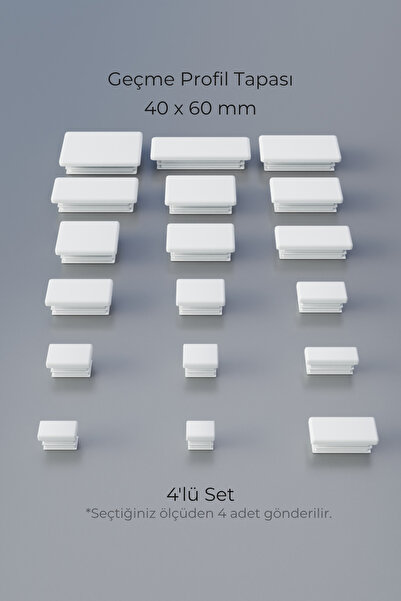 wooden lane studio 40X60 mm 4'lü Beyaz Kare İçten Geçmeli Plastik Profil Tapası Tıpası – Sandalye & Masa Profil Kapağı