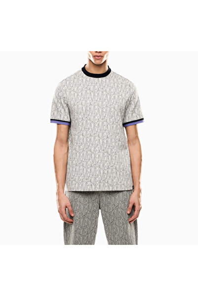 EA7 t-shirt,Jacquard cotton jersey crew-neck T-shirt