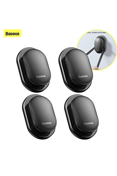 Baseus Set 4 mini cuiere autoadezive, versatile pentru autoturisme, acasa sau la birou, in culoarea neagra