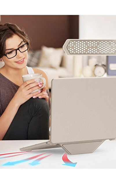 CepteToptan Myt09 MacBook Air 15 2024 MacBook Leather Cover - Gold