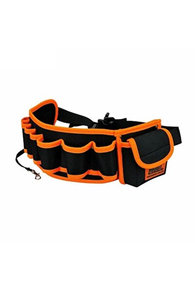 GERICOM Waist Tool Bag, Waterproof, Compartmented, Adjustable, 550x125x80mm, Polyester, Orange-Black