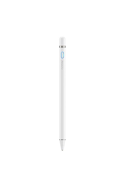 GERICOM Stylus pen capacitive with USB charging for Android and iOS, 140 mAh battery, magnetic cap, White