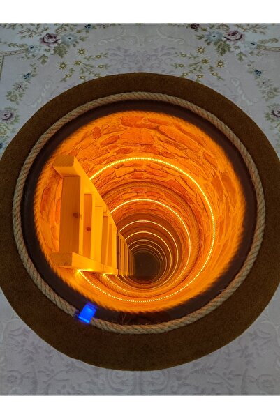 DNC Art&Deco Sonsuz Kuyu Sehpa | Dokunmatik Sensörlü LED Işık | Infinity Mirror | Gizli Şarj Alanlı Yan Sehpa