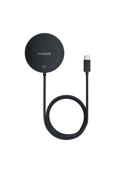 Baseus Încărcător wireless cu suport, universal, Qi2 15W, tip C, 1m, T80, policarbonat, negru cosmic