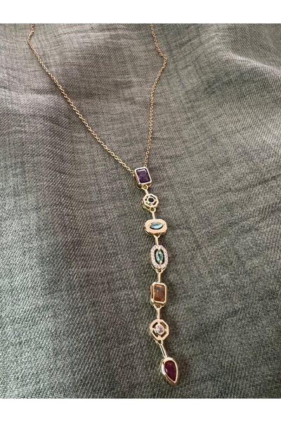stainles steel Long Decolletage Colorful End Necklace