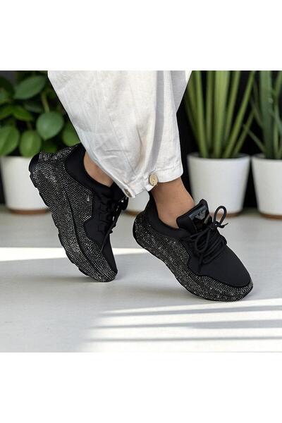 İvil Women's Patterned Stone Detailed High-Sole Walking Shoes