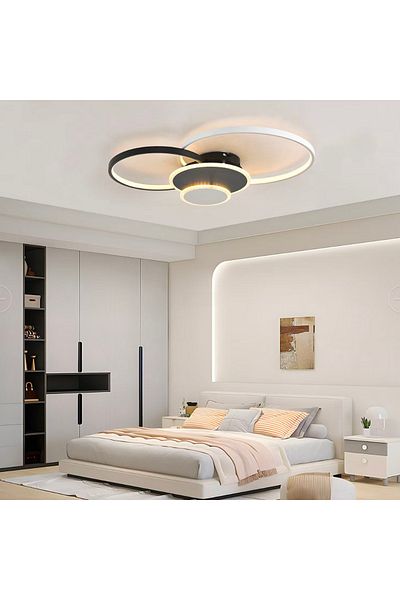 KORMAN TECHNIK LED Chandelier with Remote Control KILLIAN 80W, 4 Circles, Cold/Warm/Neutral Light, Dimmable, Black White