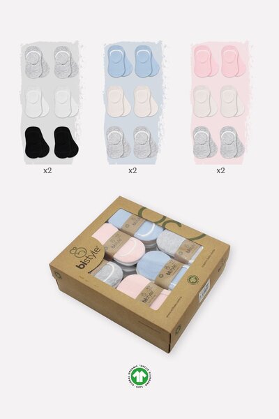 BUDİ HOME Bistyle 6-Piece Silicone Ballerina Combed Cotton Socks Bs30101B Gray White Black