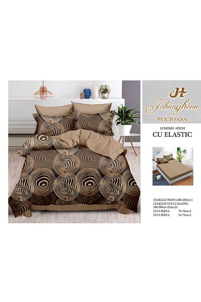 FIONNA.RO Finet Bed Linen With Elastic - Abstract Brown