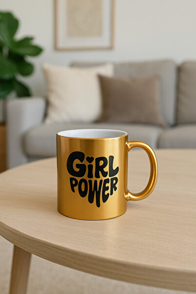 çokaş Text Printed Large Size Gold Color Coffee Mug