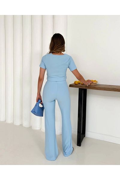 STILVANA Ottoman Suit with V Accessories Blue S255850