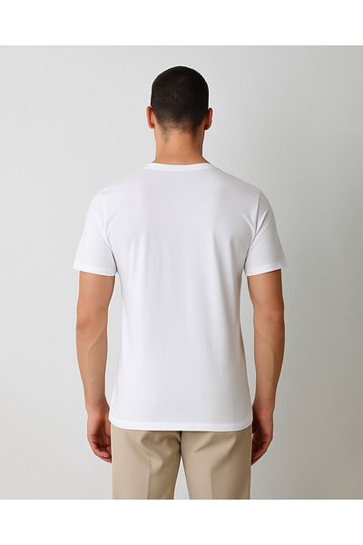 NO1 KONSEPT White Basic Crew Neck Slim Fit T-Shirt