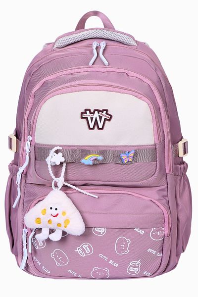 Çantaland Luxury Imported Fabric Girls School Bag – Plush Toy and Buckle Gift, Primary School & Middle School Backpack