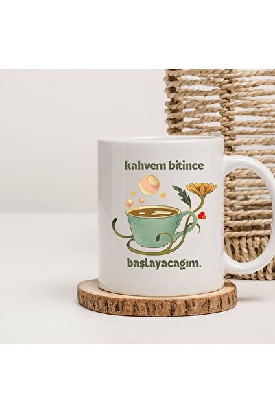 kubdekor سأبدأ عندما ينتهي القهوة كوب مكتوب عليه رسم توضيحي