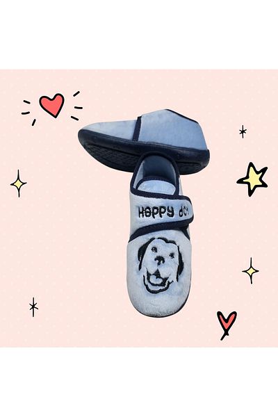GEZER Full Orthopedic Velcro Happy Dog Non-Slip Sole Nursery Kindergarten Home Slippers