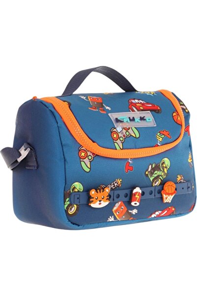 KAUKKO Kids Thermal Insulated Lunch Box - Navy Blue Orange - Boy - L7259