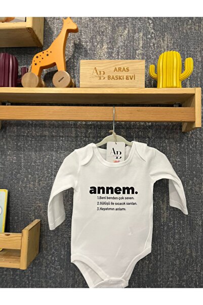 ARASBASKIEVİ Organic 100% Cotton Annem Baby Body White Bodysuit with Snap Fas...