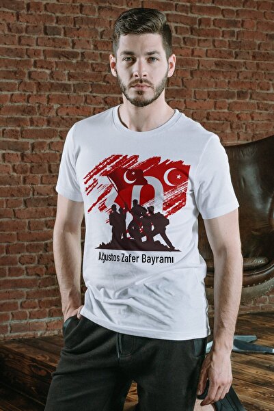 Texclusive تي شيرت يوم 30 أغسطس ذو طابع يوم النصر تي شيرت أبيض لـ 30 أغسطس